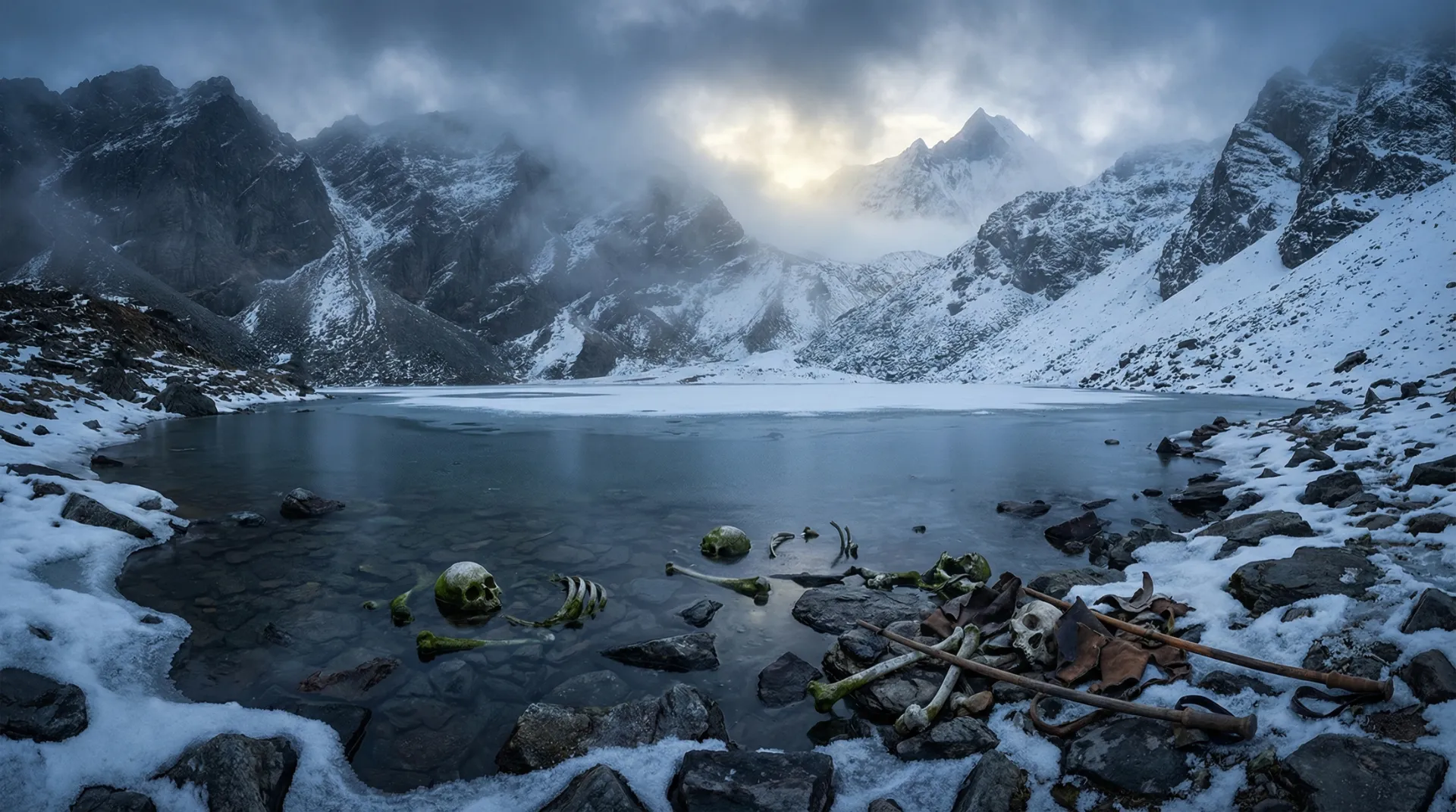 Skeleton Lake Roopkund-এর বরফে ঘেরা হিমবাহ হ্রদ, যেখানে রূপকুন্ড কঙ্কালের রহস্য বহন করা প্রাচীন মানুষের হাড় ছড়িয়ে রয়েছে
